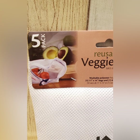 Natural Home Brands Reusable Veggie Bags with Drawstrings (Pack of 5) - Picture 5 of 6